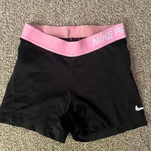 Nike Women's Athletic Shorts Black with Pink Waistband